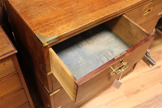 A Victorian mahogany two section military chest, W.3ft